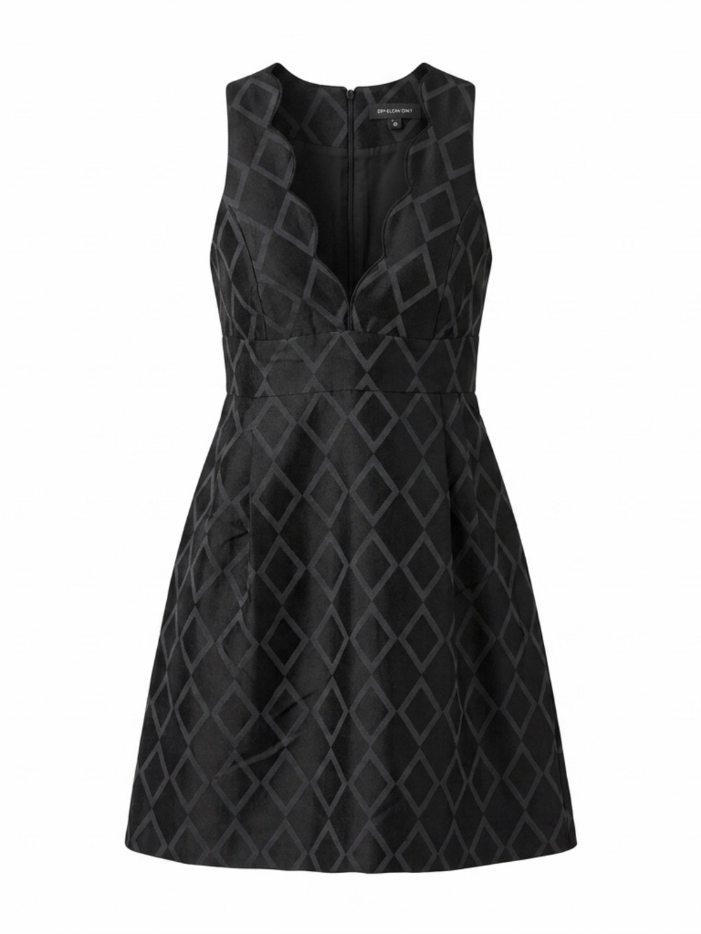 Saks Fifth Avenue Black Sleeveless Diamond-Pattern Fit & Flare Dress